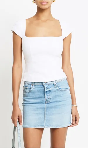 NWT Kourt Nadia Linen Top size 0 White cap sleeve crop Tibi Few Moda thumbnail 1