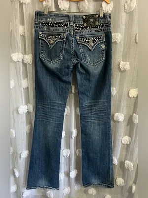 Miss Me Blue Distressed boot Jeans with Studded Pocket thumbnail 2