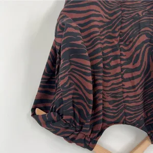 Express Brown‎ Zebra Print Chiffon Surplice Sleeveless Shoulder Pads Crop Top thumbnail 9