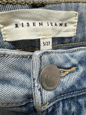 Risen Cassidy High-Rise Barrel Leg Bow Detail Cropped Blue Jeans Size 5/27 thumbnail 12
