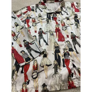 Taylor Swift Pajama Shirt Size M Multicolored AOP Red Taylor's Version Eras thumbnail 14