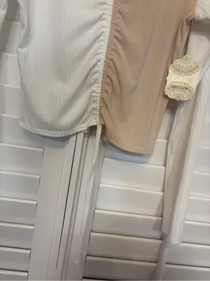 Altard State Tan And White Ribbed Long sleeve Top Size Large thumbnail 4