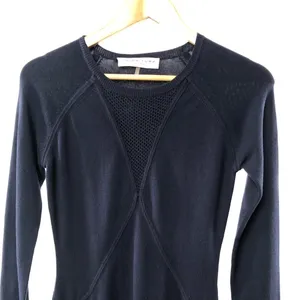 Trina Turk Lucia Long‎ Sleeve Fit and Flare Sweater Dress in Navy Size Small thumbnail 4