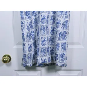 Abercrombie & Fitch Linen Mini Dress Postcard Stamp Size XS Blue Floral Coastal thumbnail 11