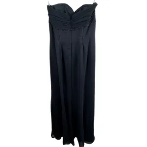 Vintage Bel Soie Black Strapless Beaded Empire Waist Floor Length Gown Size 8‎ thumbnail 2