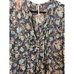 Free People NWT $168 See It Through OVERSIZED S Floral Maxi Dress Blue Twilight thumbnail 6