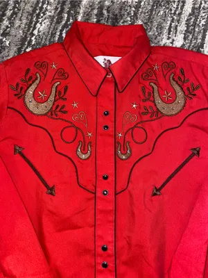 Rangers original women’s western top red size large thumbnail 3