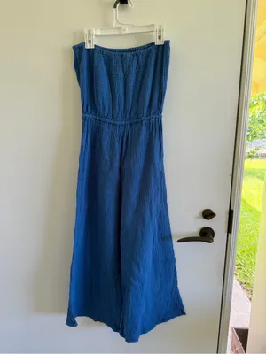 lulus strapless wide legged cropped jumpsuit thumbnail 2
