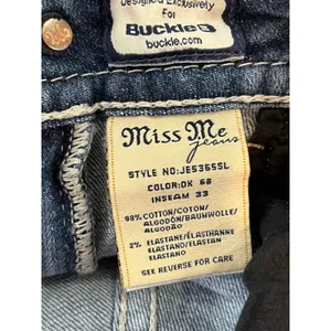 Miss Me Jeans Skinny Embellished Distressed Medium Wash Denim Buckle Y2K Size 27 thumbnail 9
