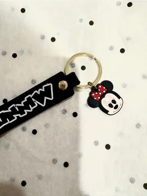 NWOT Minnie Rubber Key Chain Black With Gold Hardware thumbnail 2
