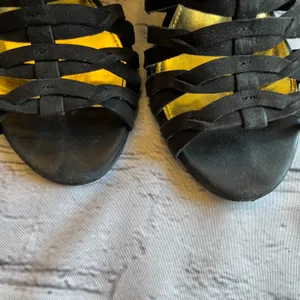Lauren Black Suede Strappy Wedge Heels Sandals 7 thumbnail 15