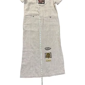Blue Cactus vintage linen beige minimalist lagenlook maxi‎ dress sz small thumbnail 7