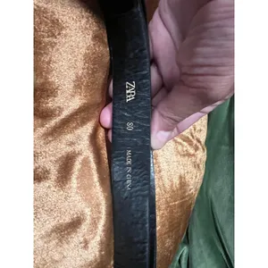 Zara Black Belt with Oversized Textured Gold Geometric Buckle Small/Medium thumbnail 6