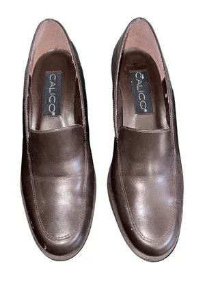 Vintage Calico Slip on Oxford Loafers Chunky Heel Shoes Made in brazil Size 7 thumbnail 1