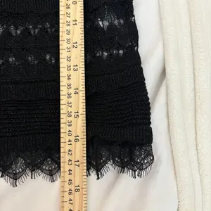 Zara Black Open Knit Tank Top With Lace Trim And Straps Size L thumbnail 7