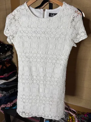 Lulus Love You For Eternity White Crochet Lace Shift Dress Size Small Like New thumbnail 5