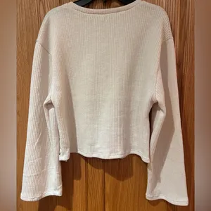 ZARA Beige Ecru Crocheted‎ Long Sleeve Sweater Sweatshirt Top Shirt Size Small thumbnail 14