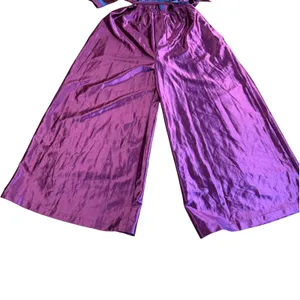 Homewear USA PJ Lounge Jumpsuit Women Large Purple Vintage 70s80s Wide Leg Satin thumbnail 6