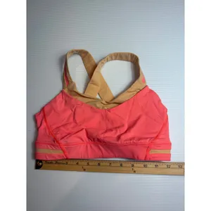 Lululemon Sports Bra‎ Coral Pink Light Support Crossback Activewear Women's 6 thumbnail 2