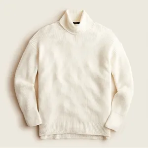 NEW J crew ribbed cotton cashmere relaxed turtleneck sweater in ivory Size M thumbnail 4