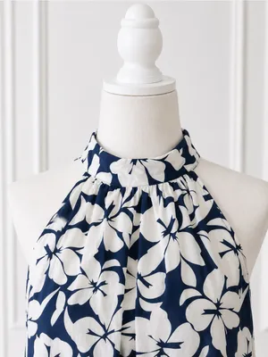 J. Crew Navy and White Floral Halter Dress NWT thumbnail 3