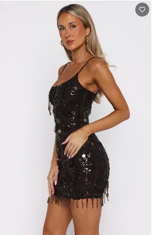 White Fox Decadent Daze Beaded Mini Dress Chocolate thumbnail 2