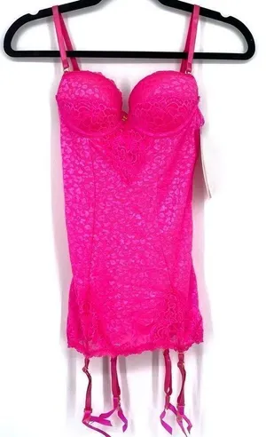 Seven Til’ Midnight‎ Lingerie Set Pink lace Garter & Thong small NWT thumbnail 1