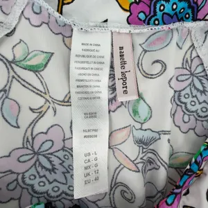 Nanette Lepore Long Sleeve Floral Zip Rash Guard Swim Shirt Size Large thumbnail 6