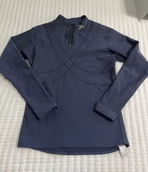 Wacoal Navy Long-Sleeve Zip Mock Neck Top thumbnail 1