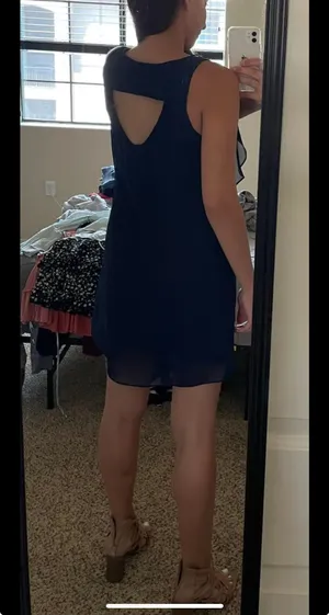 Navy Blue Shift Dress Size M thumbnail 7