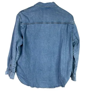 Zara Denim Snap Button Down Collard Western Style Long Sleeve Denim Shirt S Blue thumbnail 11