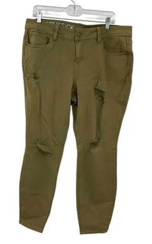 Lovesick‎ Womens Size 16 Olive Green Distressed Skinny Jeans Stretch Khaki thumbnail 1