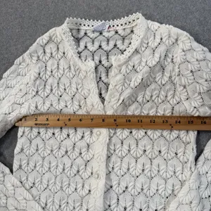 Vintage Americana Knitting Mills Open Knit Cardigan Sweater Women's 38 Ivory thumbnail 6
