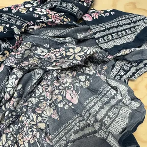 Minkpink Navy Floral Button Front Maxi Dress Boho Tassel Waist Pink Cream Medium thumbnail 8