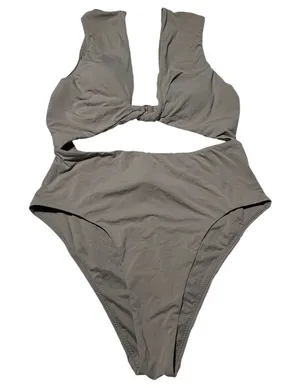 Free People Taupe Cutout One-Piece Womens Swimsuit M 8 10 thumbnail 1