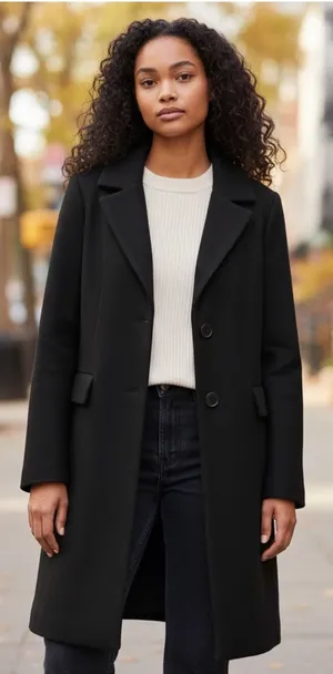 Jones New York Women Black Wool Blend Car Coat Overcoat JWMA9143 Size 14‎ thumbnail 1