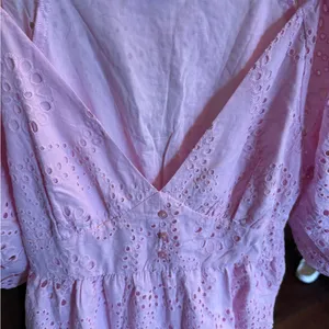 Sanctuary Ruffle Puff Sleeve Eyelet Maxi Dress Pink‎ Size 4 NWOT thumbnail 8