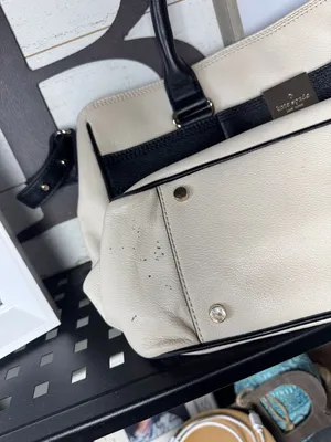Kate Spade New York Black and Cream Leather Bow Satchel Handbag thumbnail 8