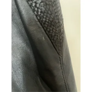 Pelle Vintage Black Leather Coat Snakeskin Detailing‎ Lined Shoulder Pads Small thumbnail 12
