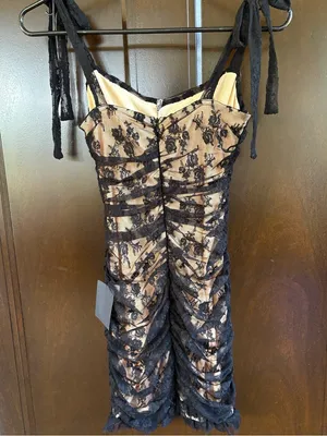 NWT Lulus Be Mine ForeverBlack Floral Lace Ruched Bodycon Dress Size XS thumbnail 9