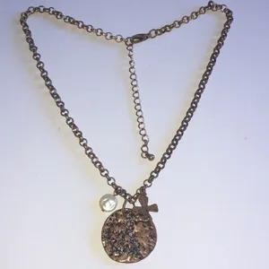 Elegant Aged Metal Boho Cross Pendant Charm Necklace thumbnail 5