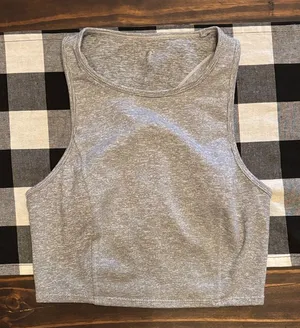 Joy lab small cropped fitness tank heathered black thumbnail 1