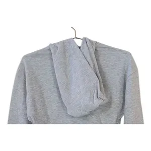 NWT WeWoreWhat Cropped Half Zip Fleece Cotton Hoodie Long Sleeve XS Heather Grey thumbnail 7