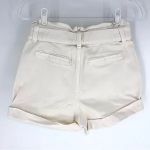 Express‎ Shortie Extreme High Rise with Tie Belt Paper Bag Shorts Cream Size 6 thumbnail 6