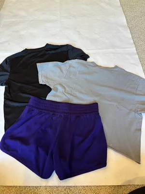 High Point University Gray Tee + Black Adidas Tee + Purple HPU Shorts Set Sz M thumbnail 13