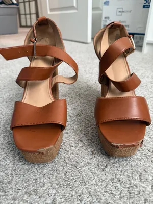 Sereia Brown Faux Leather Strappy Platform Block Heel Sandals Size US 12 thumbnail 4