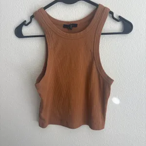 Forever 21 Womens Small Camel Brown Ribbed High Neck Cropped Tank Top thumbnail 4