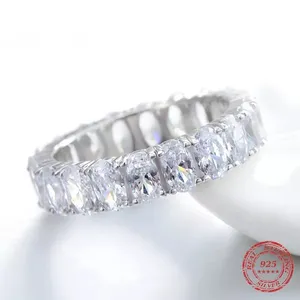 Sterling Silver SIZE 6 925 Oval Cubic Zirconium Eternity Ring thumbnail 2
