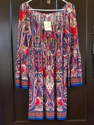 NWT Boston Proper Paisley Floral Bell Sleeve Peasant Dress Size 8 thumbnail 2