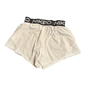 Nike Pro Shorts Womens Small White/ Gray Dri-Fit Running Workout Breathable thumbnail 2